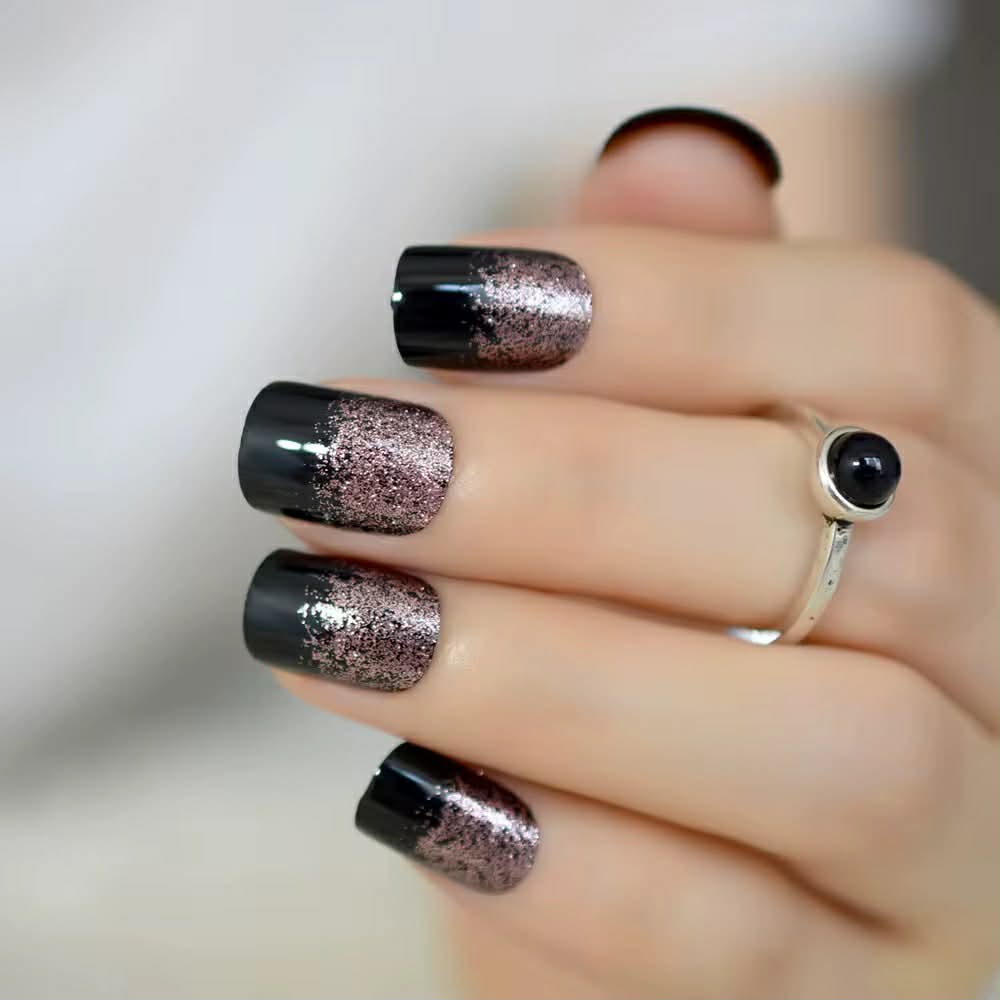 Black With Pink Glitter